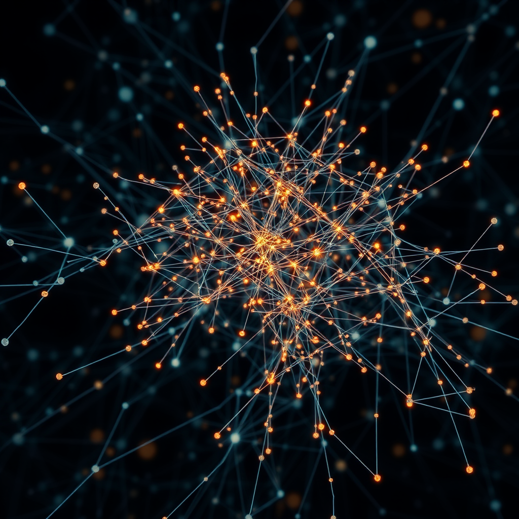 Complex neural network visualization showing interconnected nodes analyzing gaming data for cheat detection and fair play enforcement